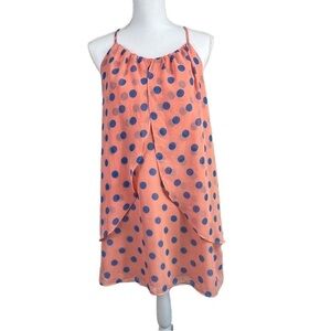 Altar'd State peach with blue polka dots halter Lined mini dress  Size M